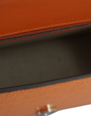 Orange Leather Top Handle And Shoulder Bag