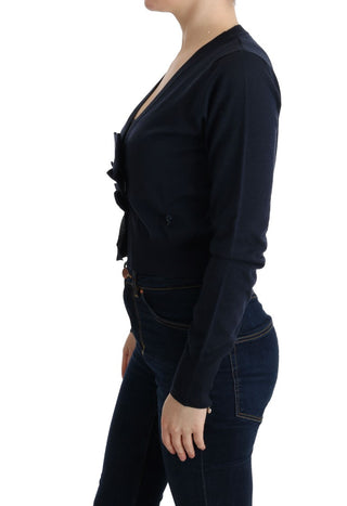 Elegant Blue Wool Cardigan Sweater - Luxury for You