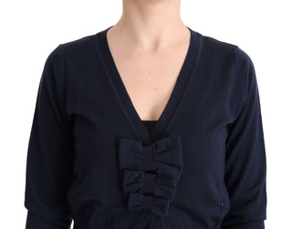 Elegant Blue Wool Cardigan Sweater - Luxury for You