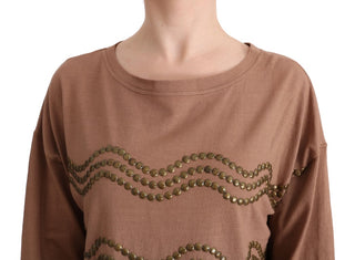 Chic Brown Crewneck Cotton Sweater - Luxury for You