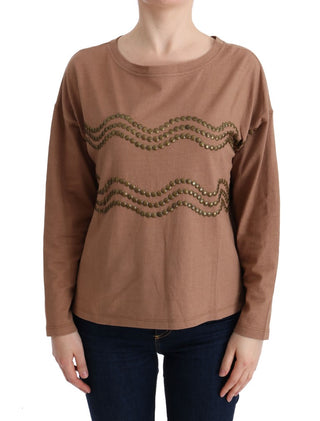 Chic Brown Crewneck Cotton Sweater - Luxury for You