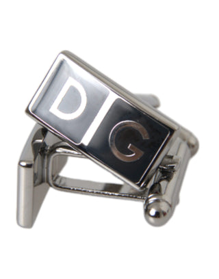 Dg Logo Pin Cufflinks Silver Plated Metal Brass 