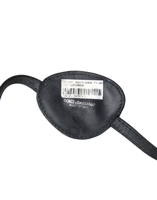 Black Calfskin Leather Metal Dg Logo Eye Patch