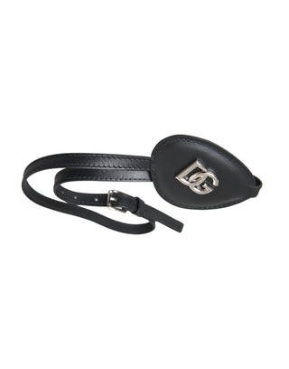 Black Calfskin Leather Metal Dg Logo Eye Patch