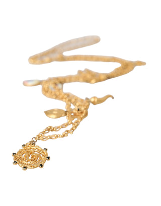 Gold Tone Chain Brass Charm Statement Sicily Necklace