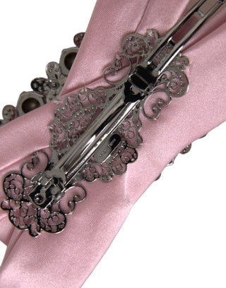 Pink Satin Crystal Jewelry Brooch Hair Pin