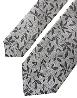 Gray Leaves 100% Silk Adjustable Tie