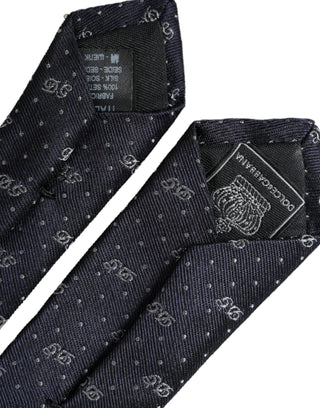 Blue Dg Logo 100% Silk Adjustable Tie