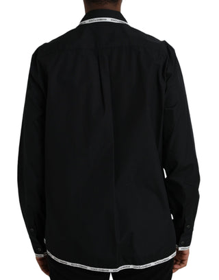 Black Collared Long Sleeve Cotton Casual Shirt