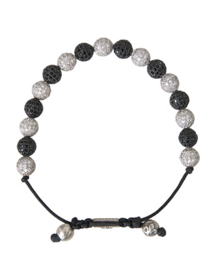 Cz Crystal Ball Black White Beaded Bracelet