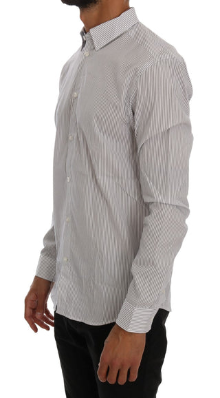 Elegant White & Blue Striped Casual Shirt - Luxury for You