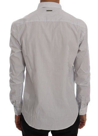 Elegant White & Blue Striped Casual Shirt - Luxury for You