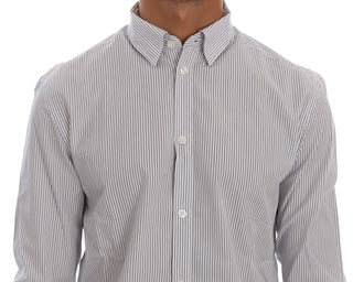 Elegant White & Blue Striped Casual Shirt - Luxury for You