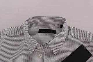 Elegant White & Blue Striped Casual Shirt - Luxury for You