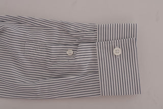 Elegant White & Blue Striped Casual Shirt - Luxury for You