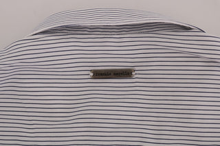 Elegant White & Blue Striped Casual Shirt - Luxury for You