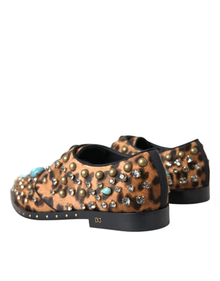 Brown Leopard Hair Crystal Dress Broque Shoes