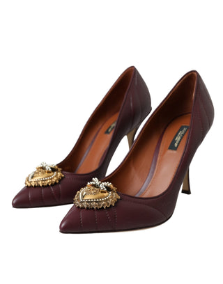 Bordeaux Leather Heart Devotion Pumps Shoes