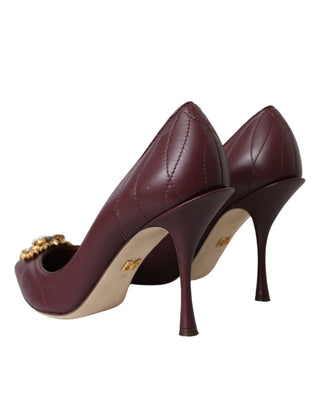 Bordeaux Leather Heart Devotion Pumps Shoes