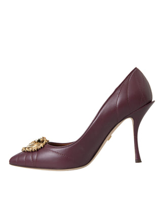 Bordeaux Leather Heart Devotion Pumps Shoes