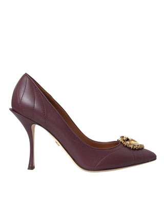 Bordeaux Leather Heart Devotion Pumps Shoes