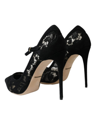 Black Taormina Lace Mary Janes Pumps Shoes