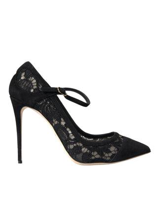 Black Taormina Lace Mary Janes Pumps Shoes