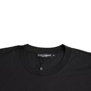 Black Logo Patch Cotton Crew Neck T-shirt