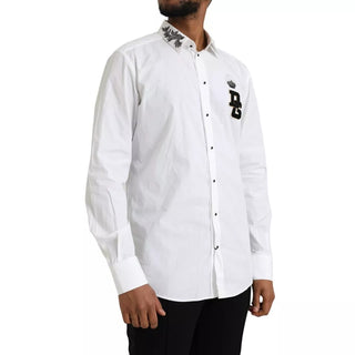 White Gold Logo Cotton Long Sleeves Shirt