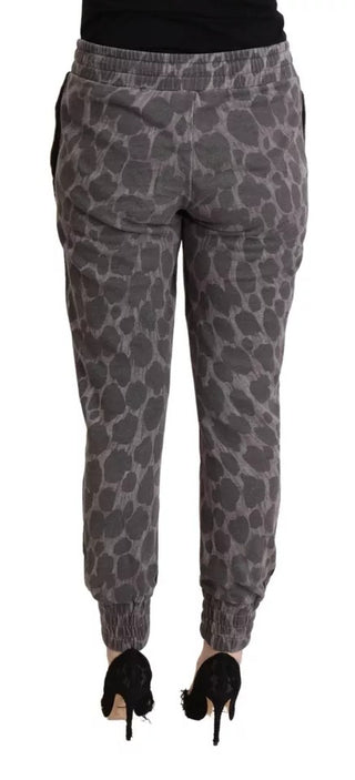 Gray Leopard Print Sweatpants Jogger Pants