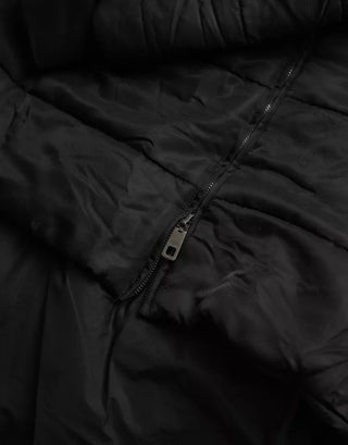 Black Nylon Hooded Parka Coat Winter Jacket