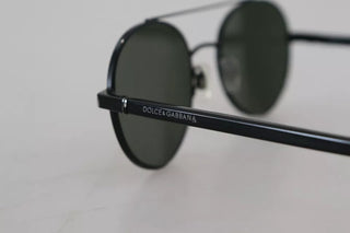 Matte Black Steel Frame Green Lens Dg2245 Sunglasses