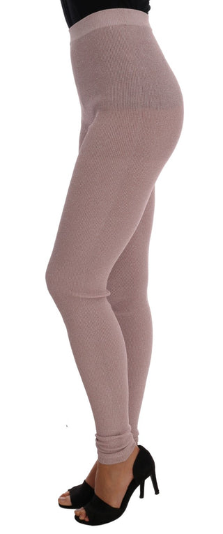 Elegant Pink Mid-waist Stretch Pants - Luxury for You