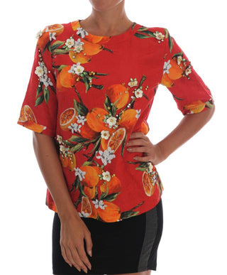 Embellished Crepe Blouse With Blossom Print - Luxury for You