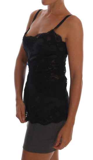 Silk Blend Black Lace Top Dressing Gown - Luxury for You