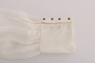 Elegant White Silk Daisy Blouse - Luxury for You