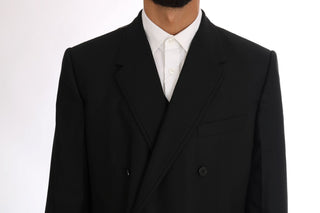 Elegant Black Wool Three-piece Suit - Luxury for You