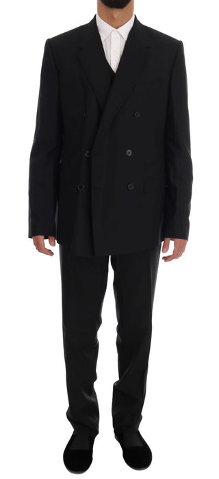 Elegant Black Wool Three-piece Suit - Luxury for You