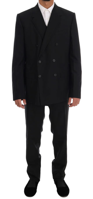 Elegant Black Wool Three-piece Suit - Luxury for You