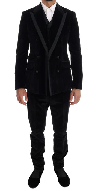 Elegant Black Slim Fit Three-piece Suit - Luxury for You