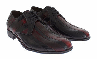 Elegant Black Bordeaux Striped Leather Dress Shoes - Luxury for You