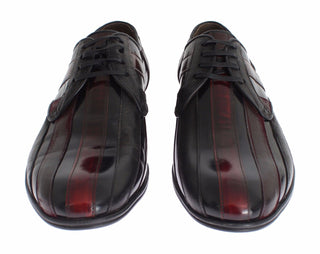 Elegant Black Bordeaux Striped Leather Dress Shoes - Luxury for You