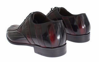 Elegant Black Bordeaux Striped Leather Dress Shoes - Luxury for You