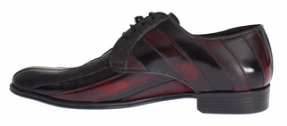 Elegant Black Bordeaux Striped Leather Dress Shoes - Luxury for You