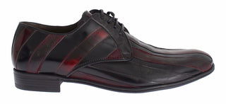 Elegant Black Bordeaux Striped Leather Dress Shoes - Luxury for You