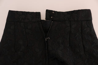 Elegant Black Floral Jacquard A-line Skirt - Luxury for You