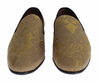 Golden Baroque Silk Dress Loafers - Luxury for You