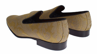 Golden Baroque Silk Dress Loafers - Luxury for You