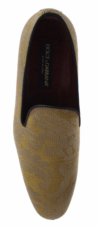 Golden Baroque Silk Dress Loafers - Luxury for You