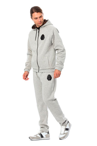 Elegant Gray Hooded Cotton Sweatsuit - Luxury for You